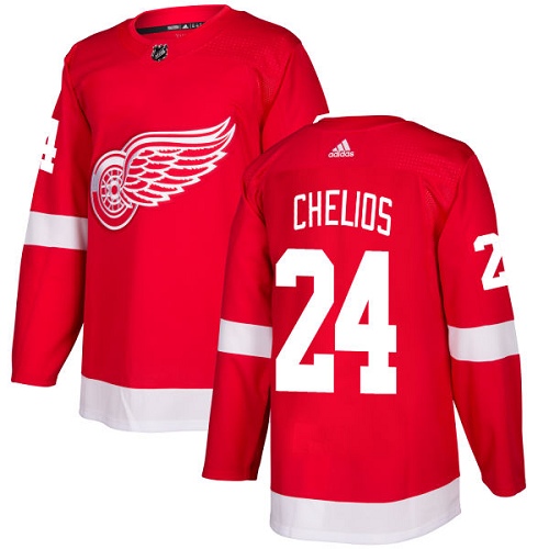 Adidas Men Detroit Red Wings 24 Chris Chelios Red Home Authentic Stitched NHL Jersey